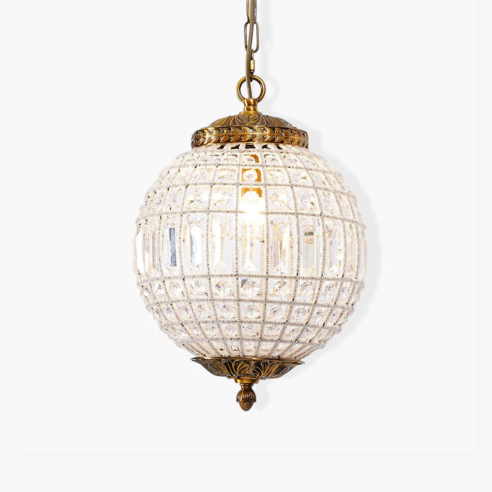 Lustra Chandelier Gold Globe Crystal Vintage - Letslighting