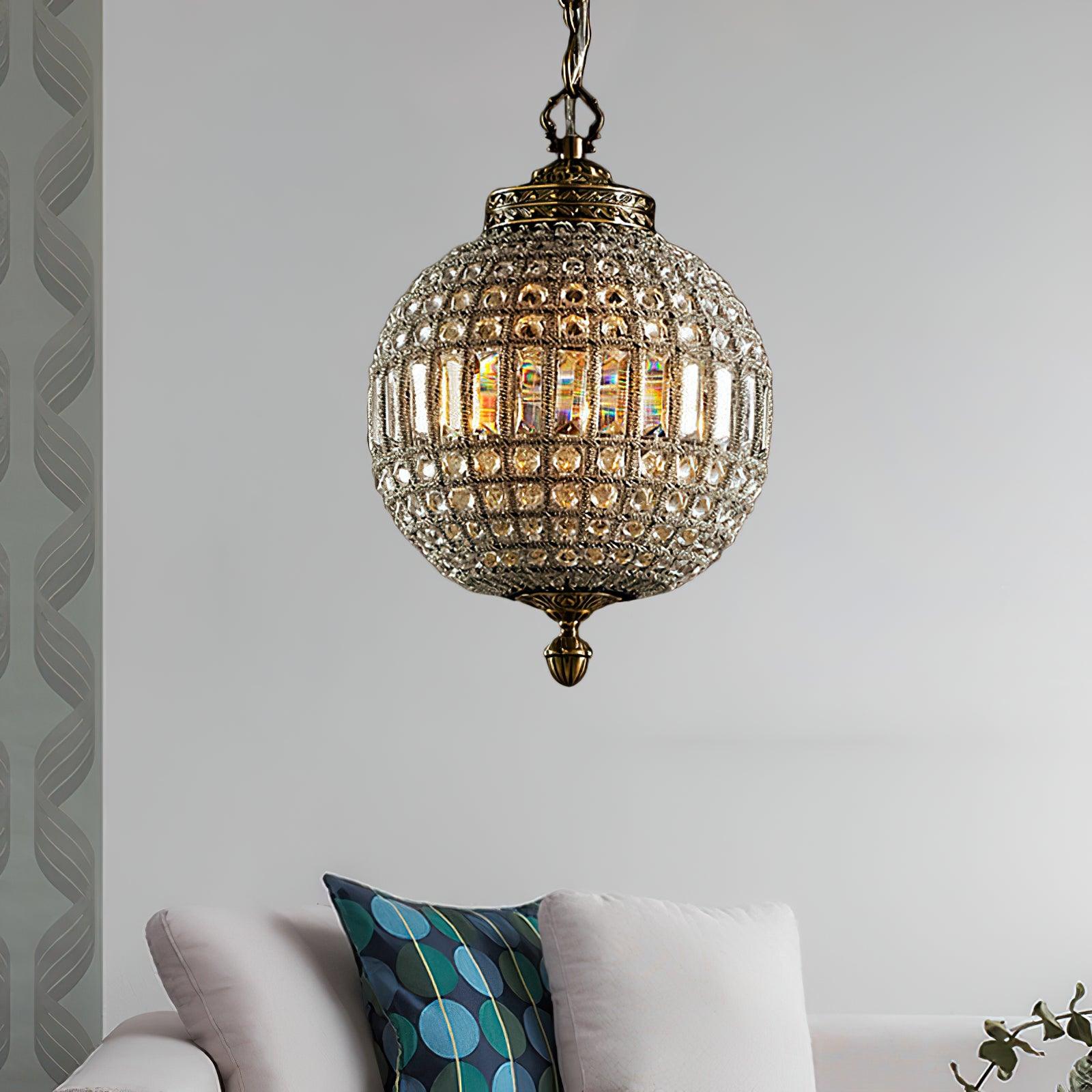 Lustra Chandelier Gold Globe Crystal Vintage - Letslighting