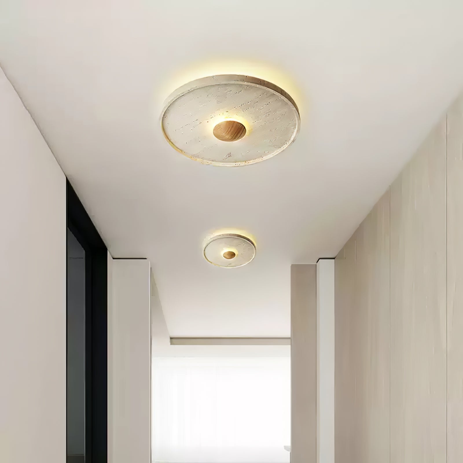 Lumiround Disc Inset Travertine Ceiling Light - Letslighting