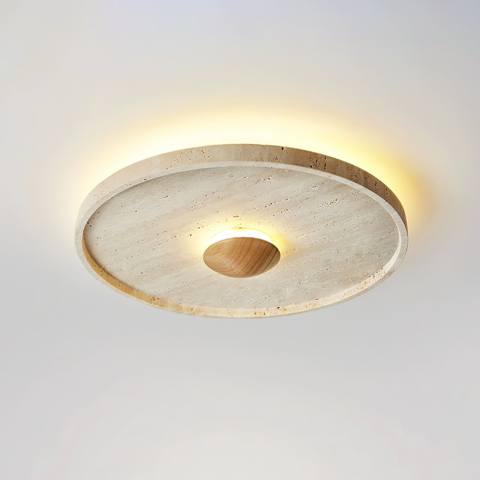 Lumiround Disc Inset Travertine Ceiling Light - Letslighting