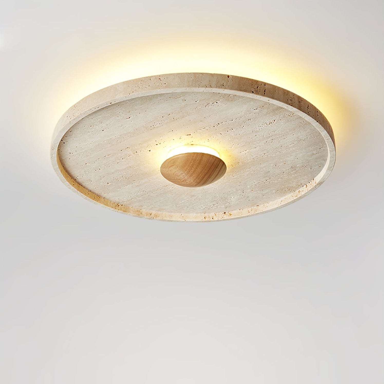 Lumiround Disc Inset Travertine Ceiling Light - Letslighting