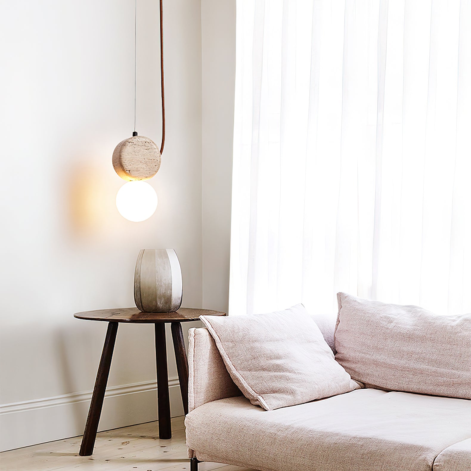 Zosolyra Double-Disc Travertine Pendant Light - Letslighting