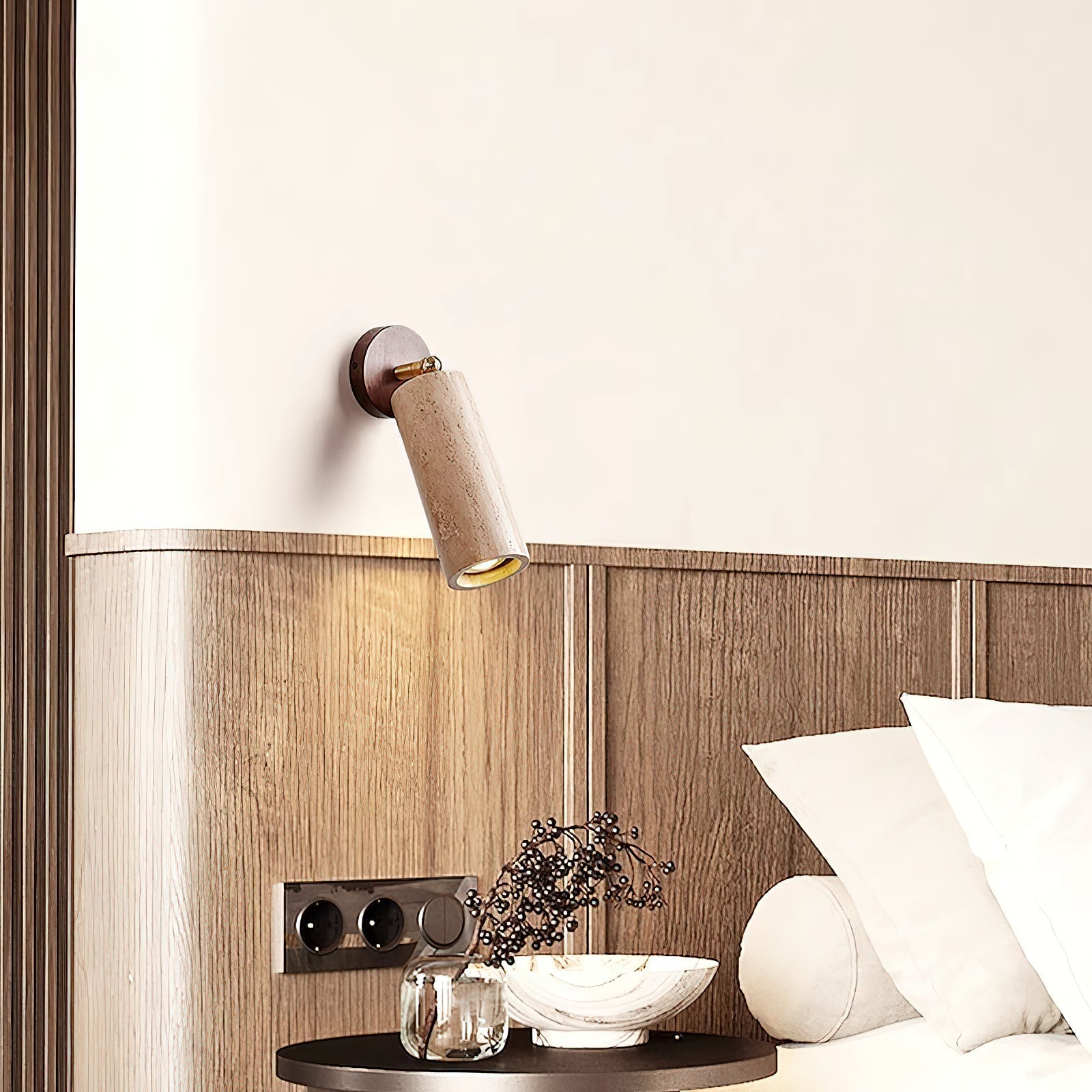 Arvararae Modern Minimalist Wooden Travertine Wall Lamp - Letslighting