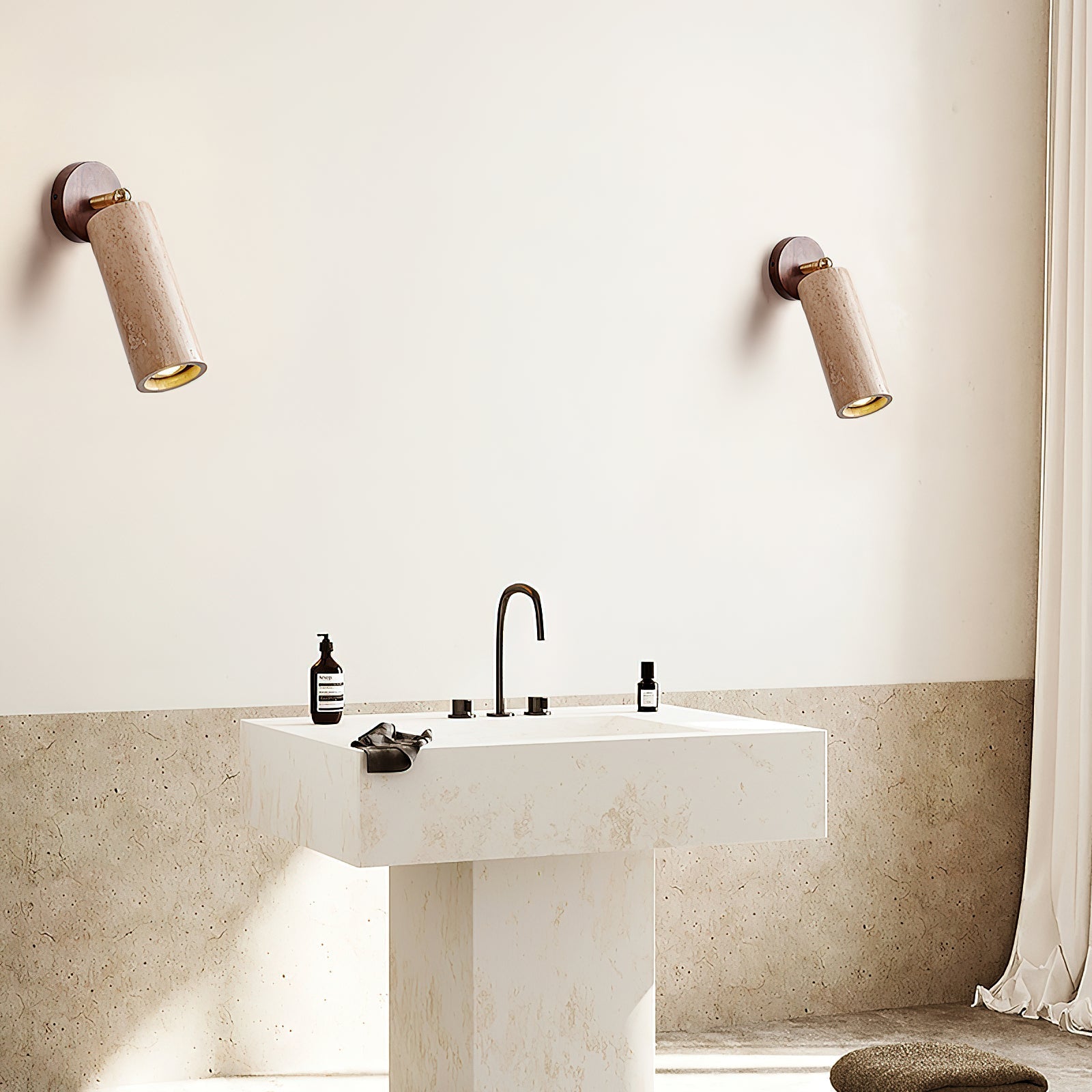 Arvararae Modern Minimalist Wooden Travertine Wall Lamp - Letslighting