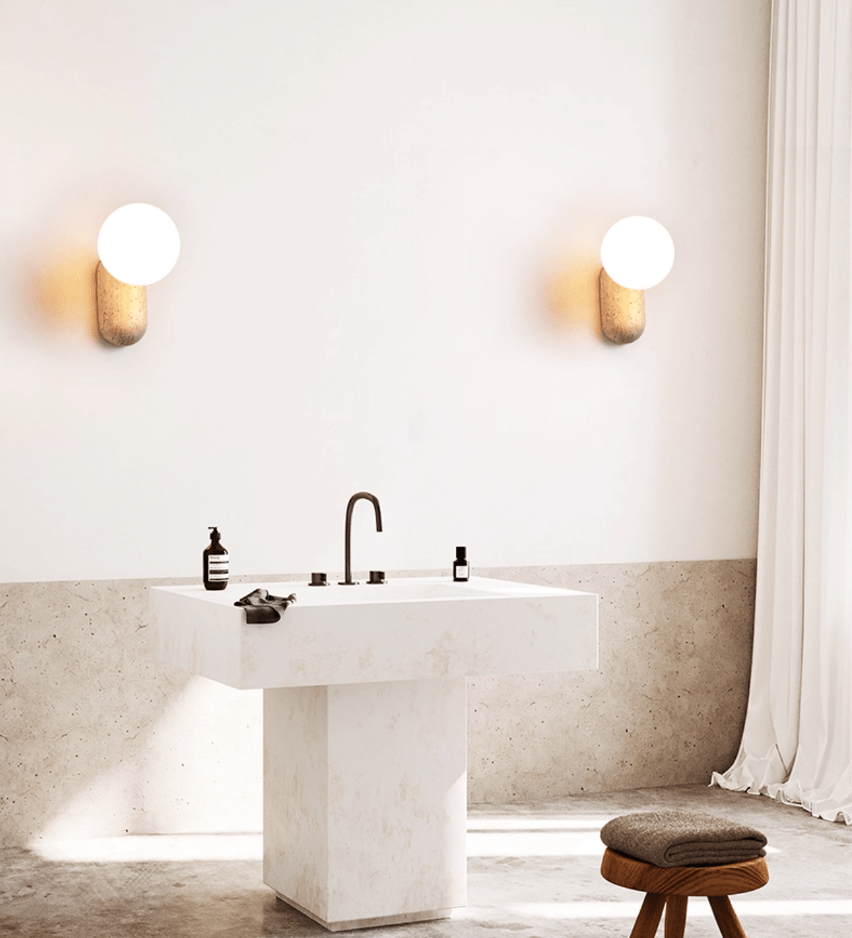 Travertine Pebble Wall Light - Letslighting