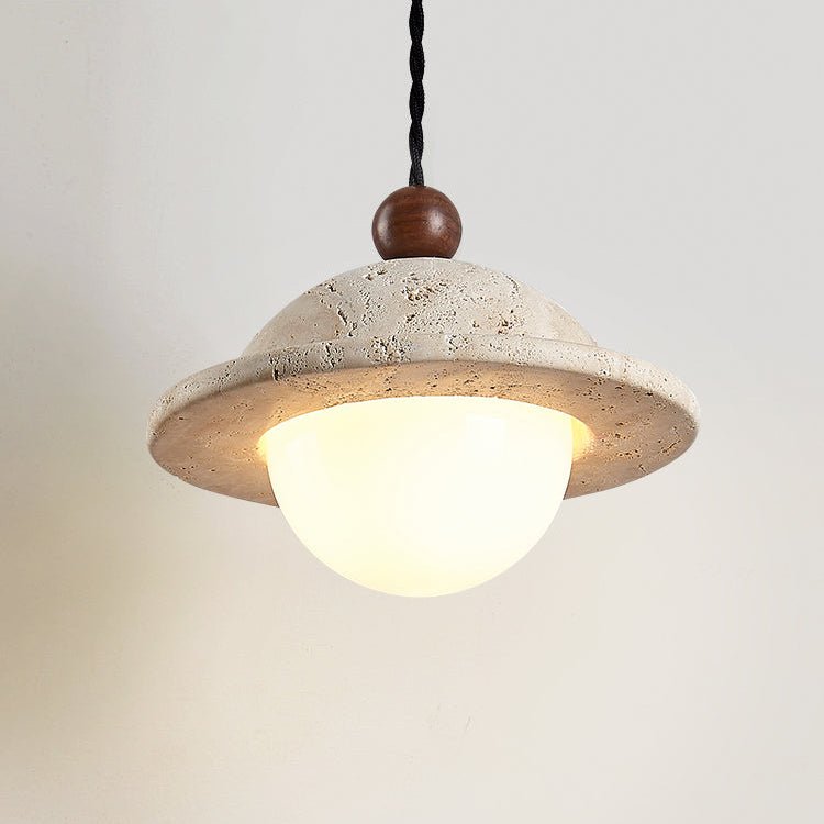 Saucer Modern Travertine Pendant Light