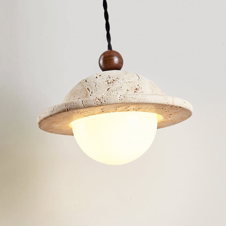 Saucer Modern Travertine Pendant Light