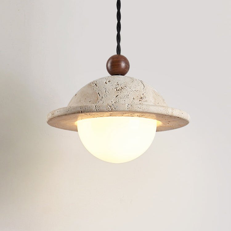 Saucer Modern Travertine Pendant Light