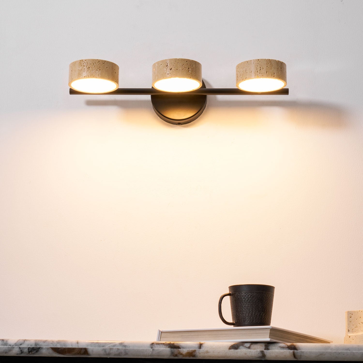 Ceshair Wall Light Multi Head Travertine Vanity Light - Letslighting