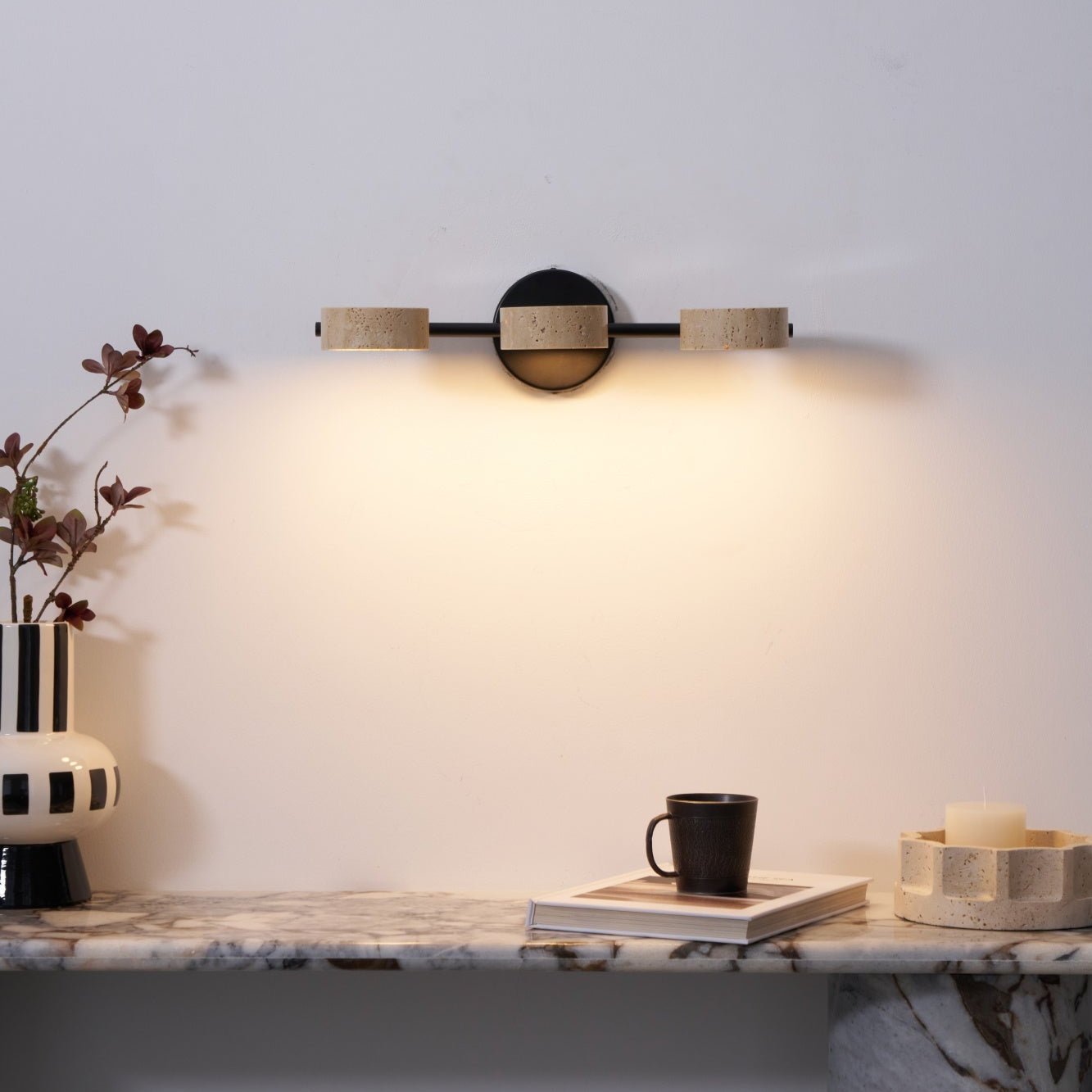 Ceshair Wall Light Multi Head Travertine Vanity Light - Letslighting