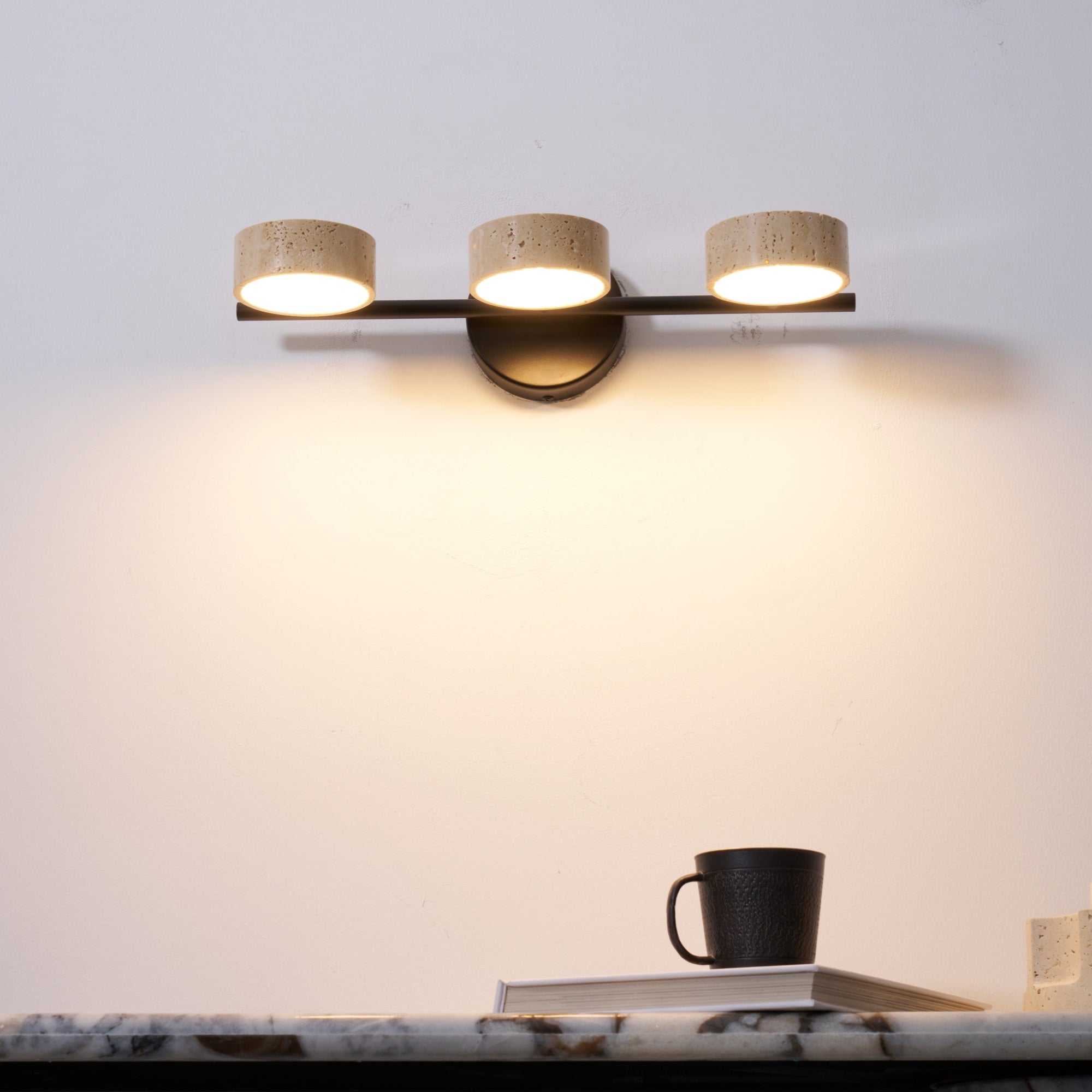 Ceshair Wall Light Multi Head Travertine Vanity Light - Letslighting