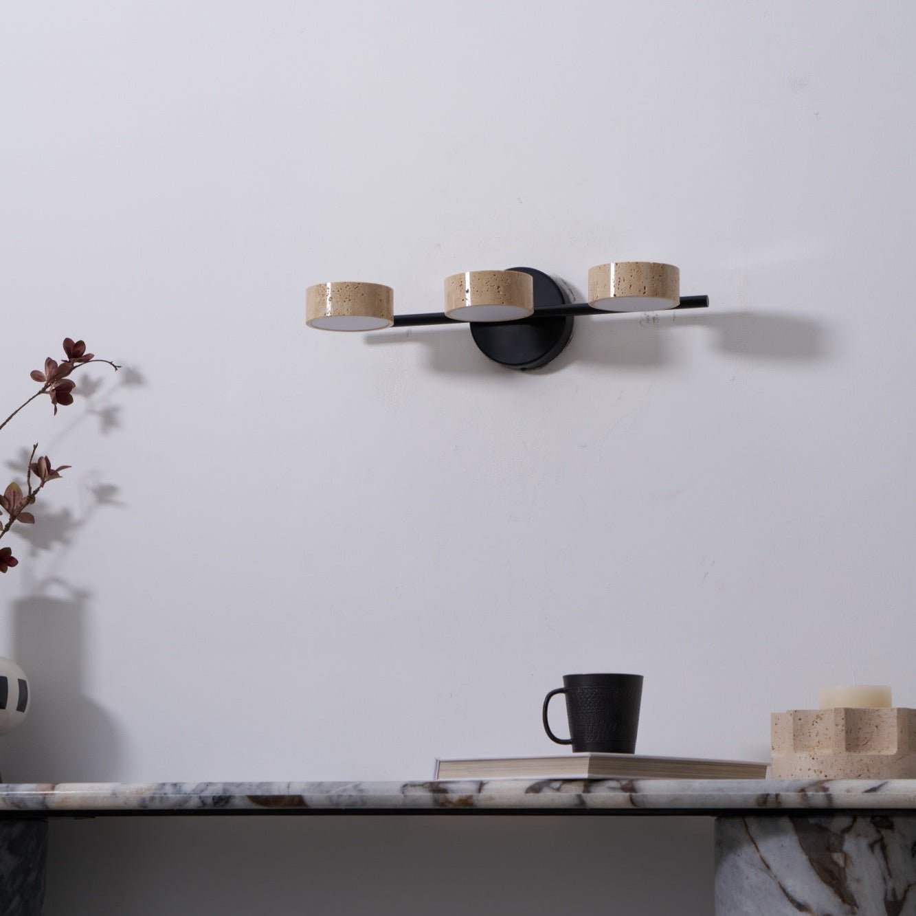 Ceshair Wall Light Multi Head Travertine Vanity Light - Letslighting