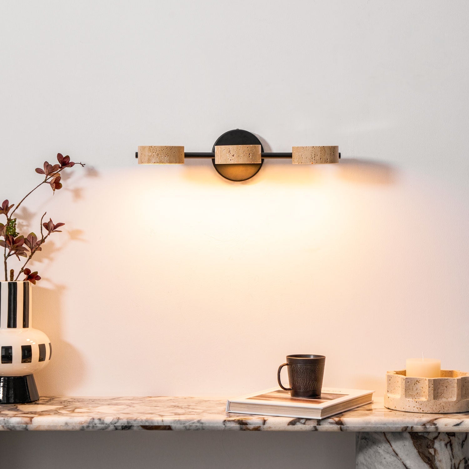 Ceshair Wall Light Multi Head Travertine Vanity Light - Letslighting