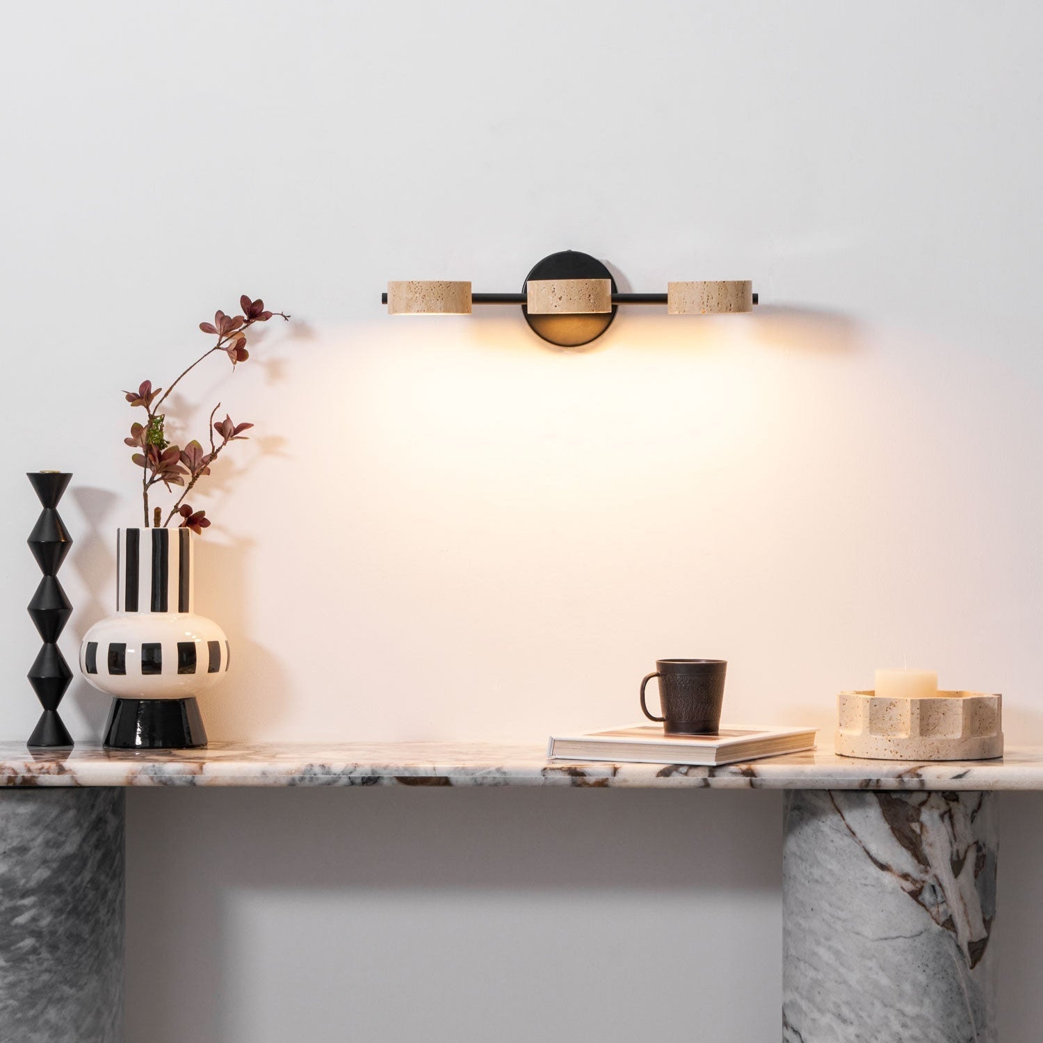 Ceshair Wall Light Multi Head Travertine Vanity Light - Letslighting