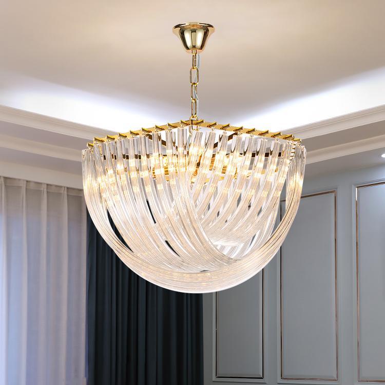 Aurora Chandelier Clear Curved Tiered - Letslighting
