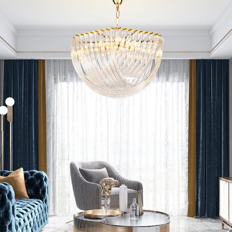 Aurora Chandelier Clear Curved Tiered - Letslighting