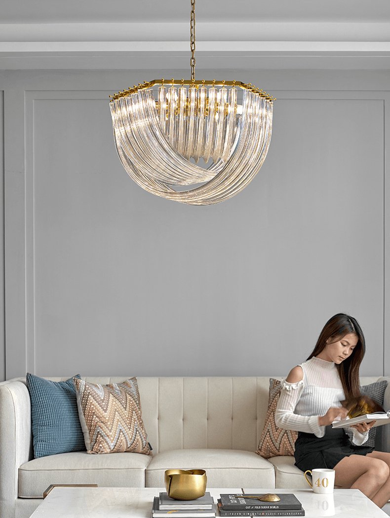Aurora Chandelier Clear Curved Tiered - Letslighting