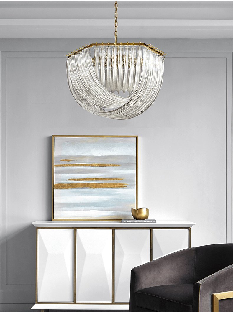 Aurora Chandelier Clear Curved Tiered - Letslighting