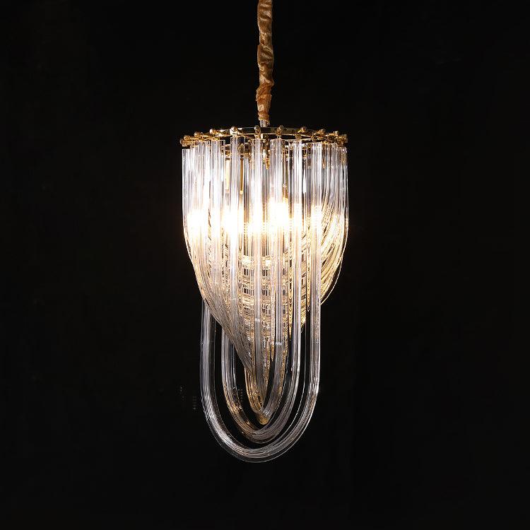 Aurora Chandelier Clear Curved Tiered - Letslighting