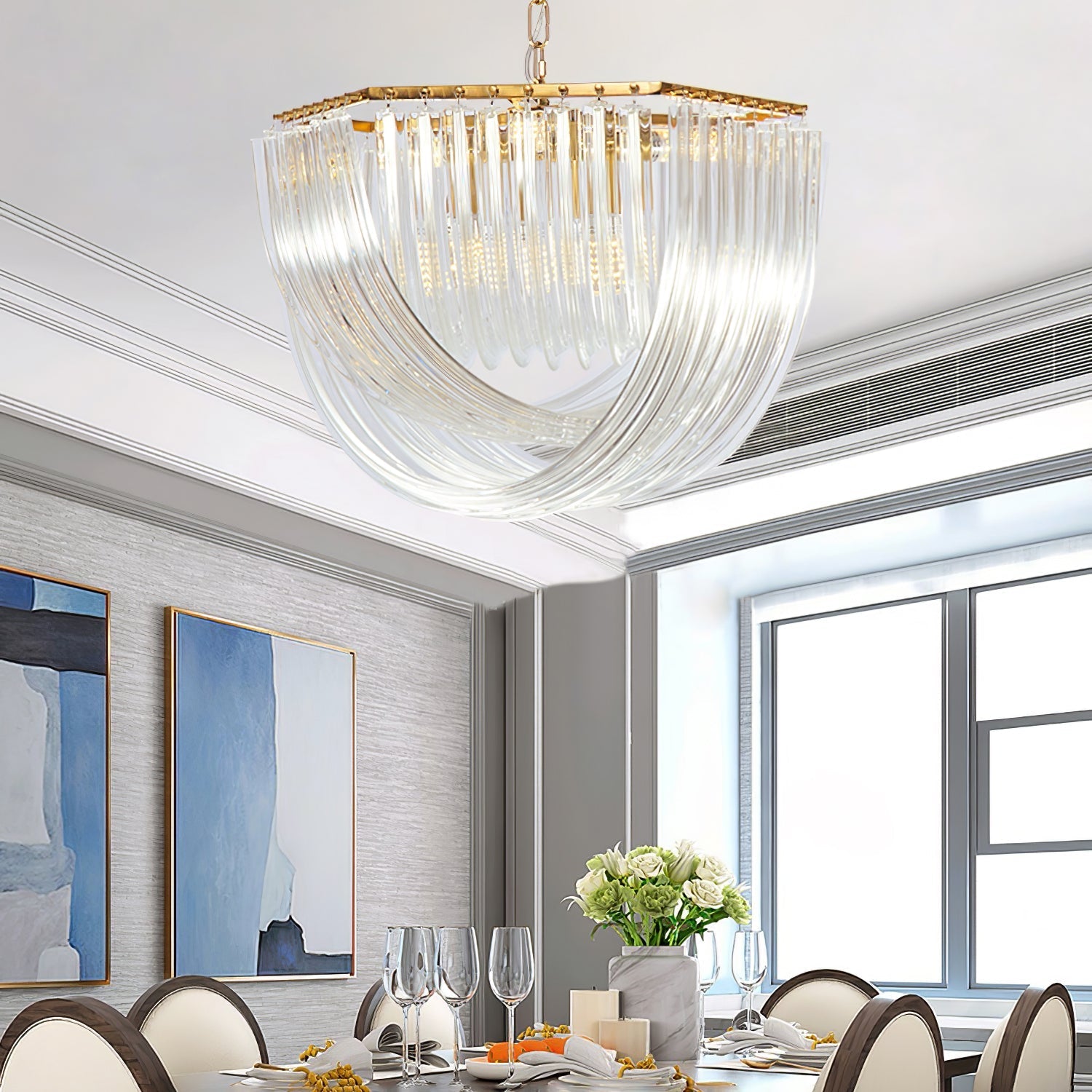Aurora Chandelier Clear Curved Tiered - Letslighting