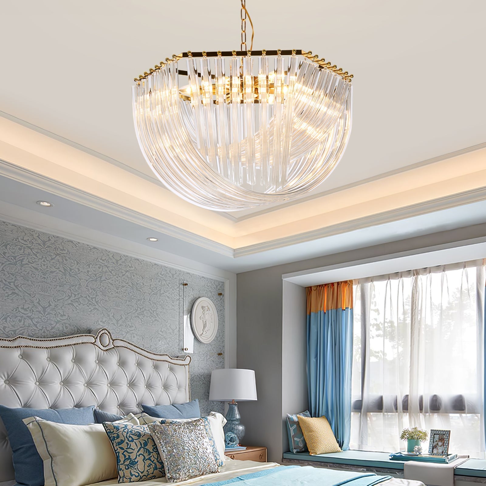 Aurora Chandelier Clear Curved Tiered - Letslighting