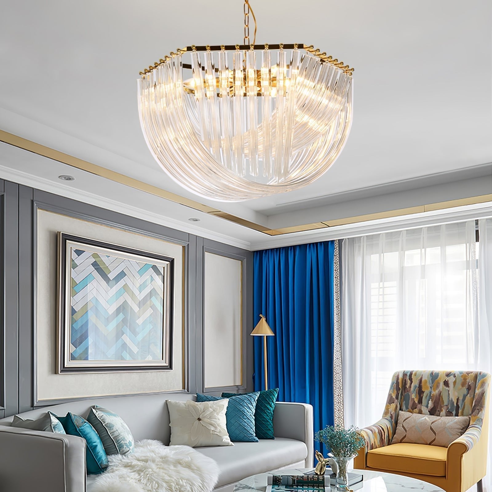 Aurora Chandelier Clear Curved Tiered - Letslighting