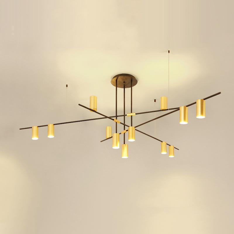 Lustra Chandelier Tribes Brass Linear Cylinder - Letslighting