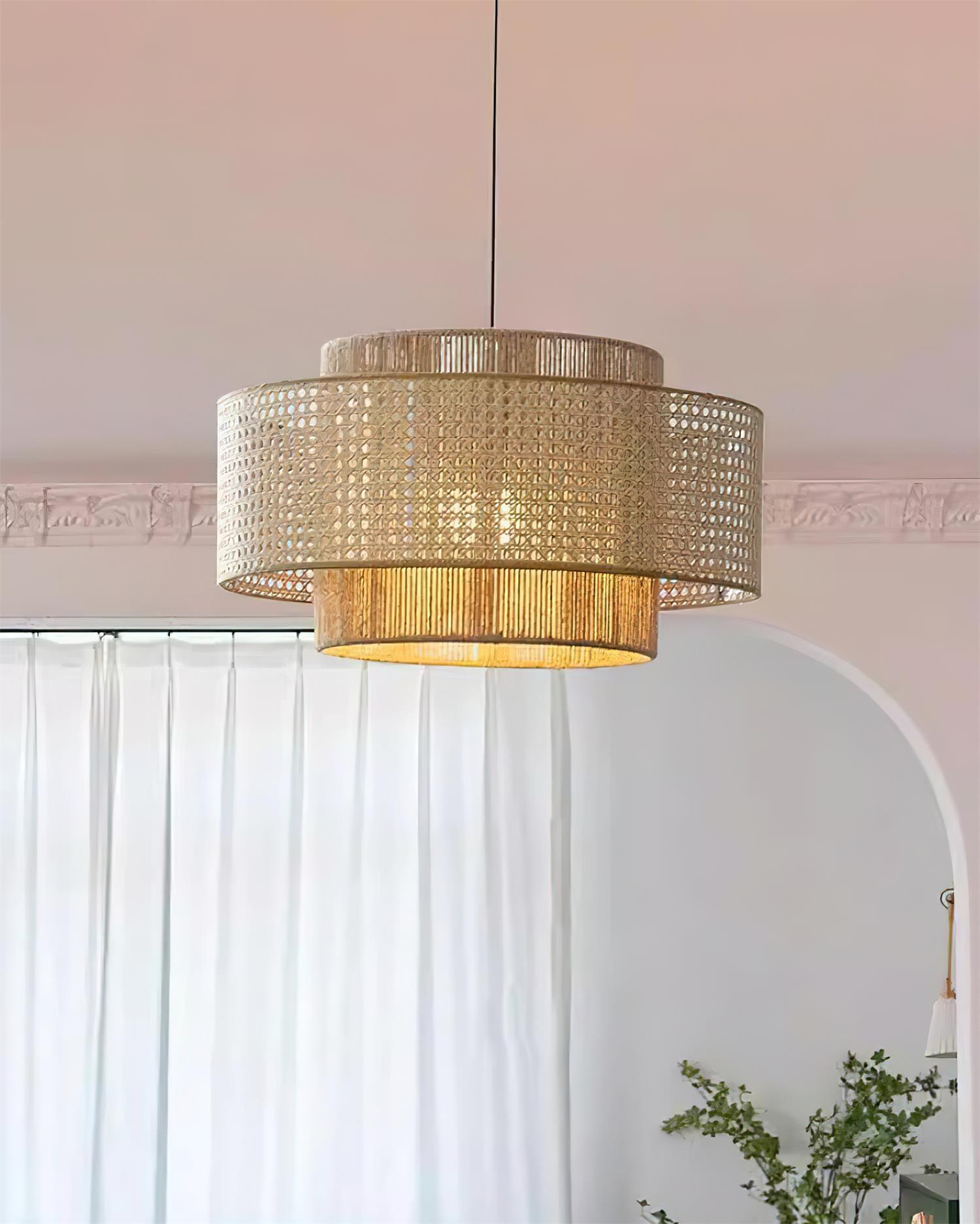 Triela Pendant Lamp Layered Rattan - Letslighting