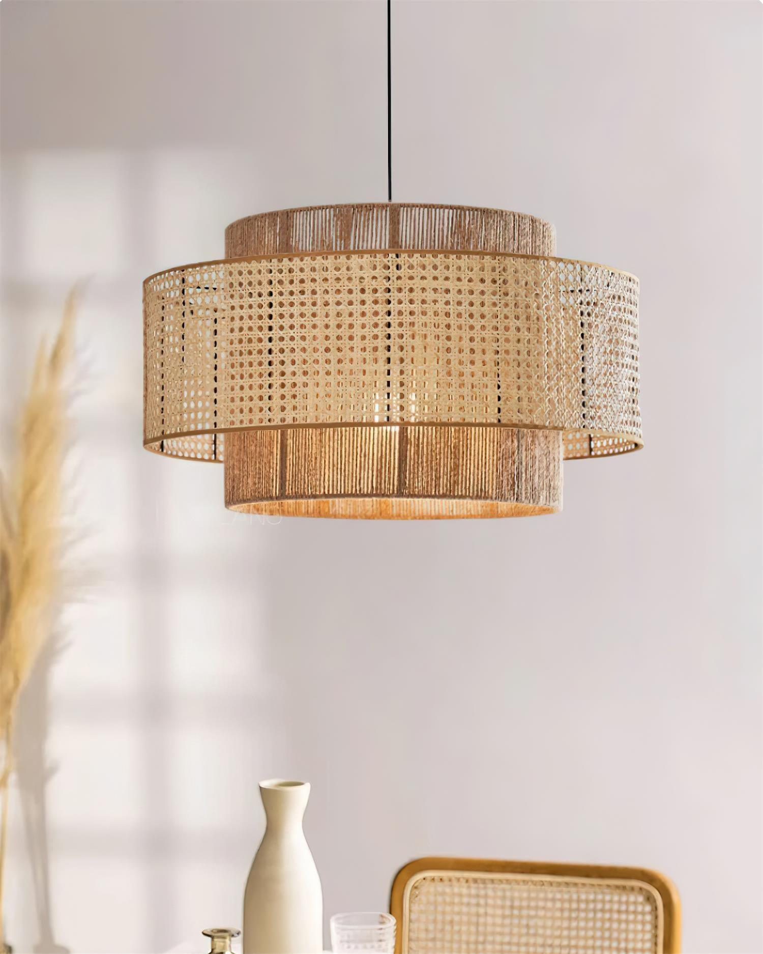 Triela Pendant Lamp Layered Rattan - Letslighting