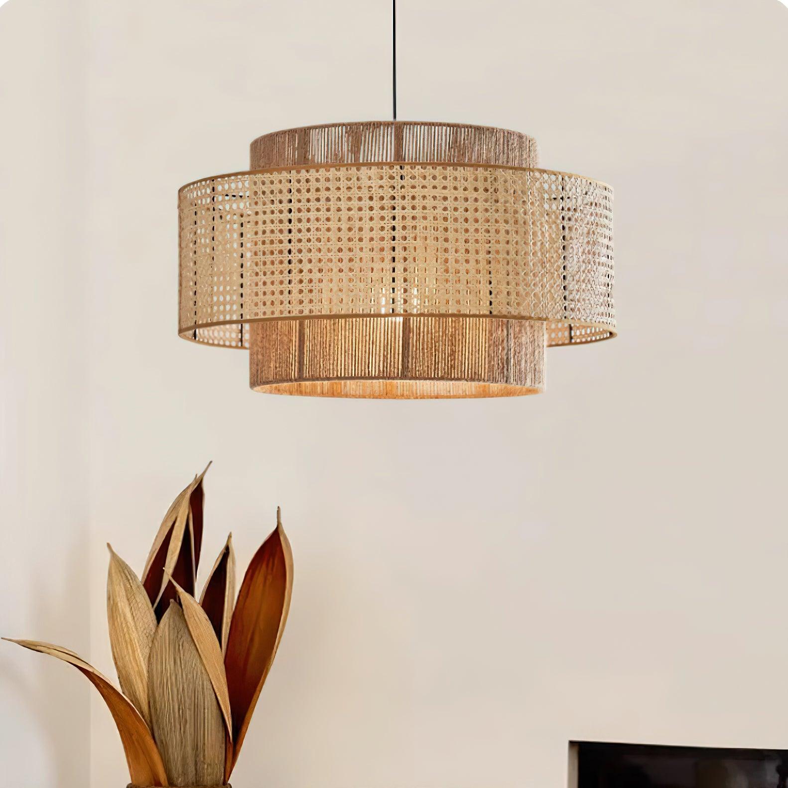 Triela Pendant Lamp Layered Rattan - Letslighting