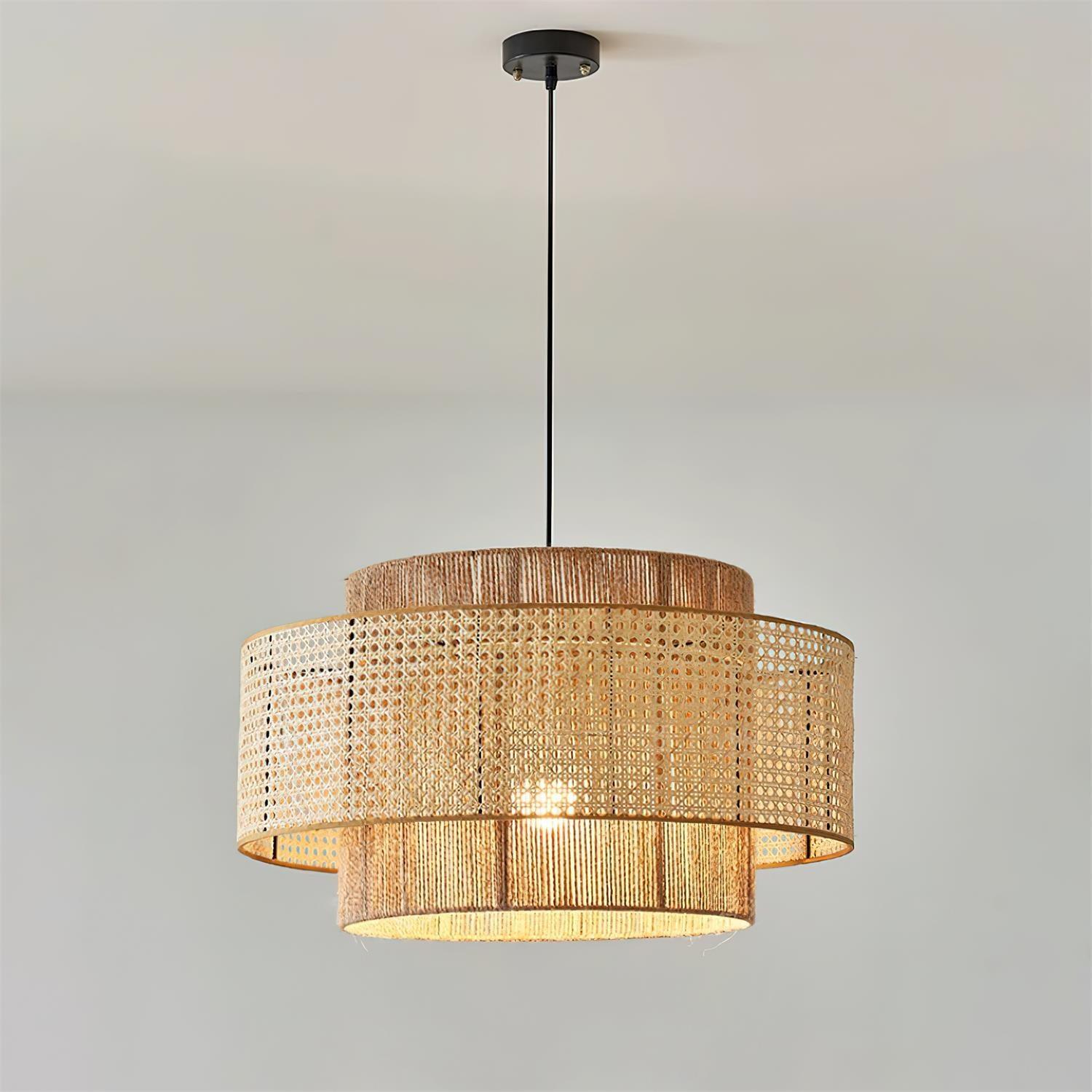 Triela Pendant Lamp Layered Rattan - Letslighting