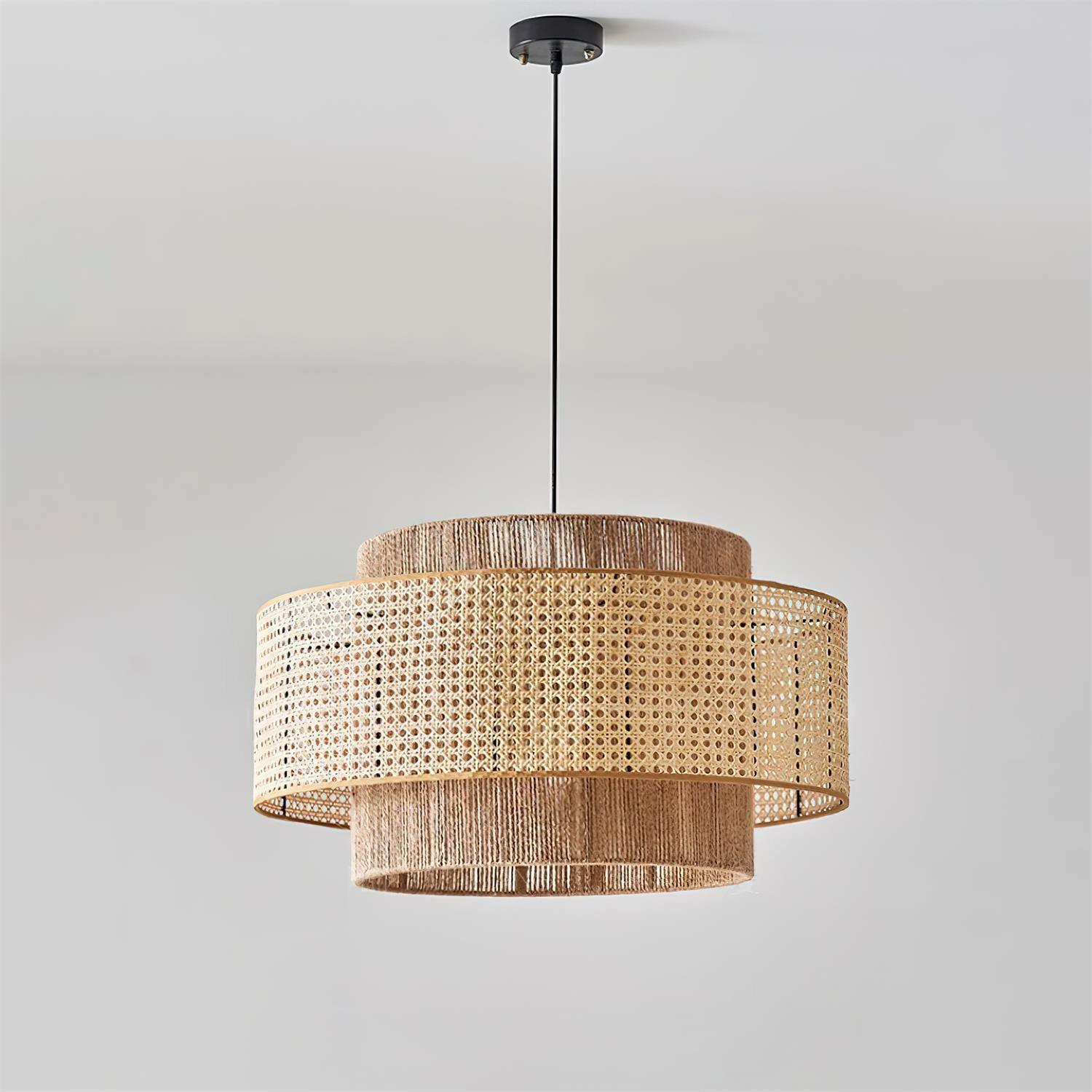 Triela Pendant Lamp Layered Rattan - Letslighting