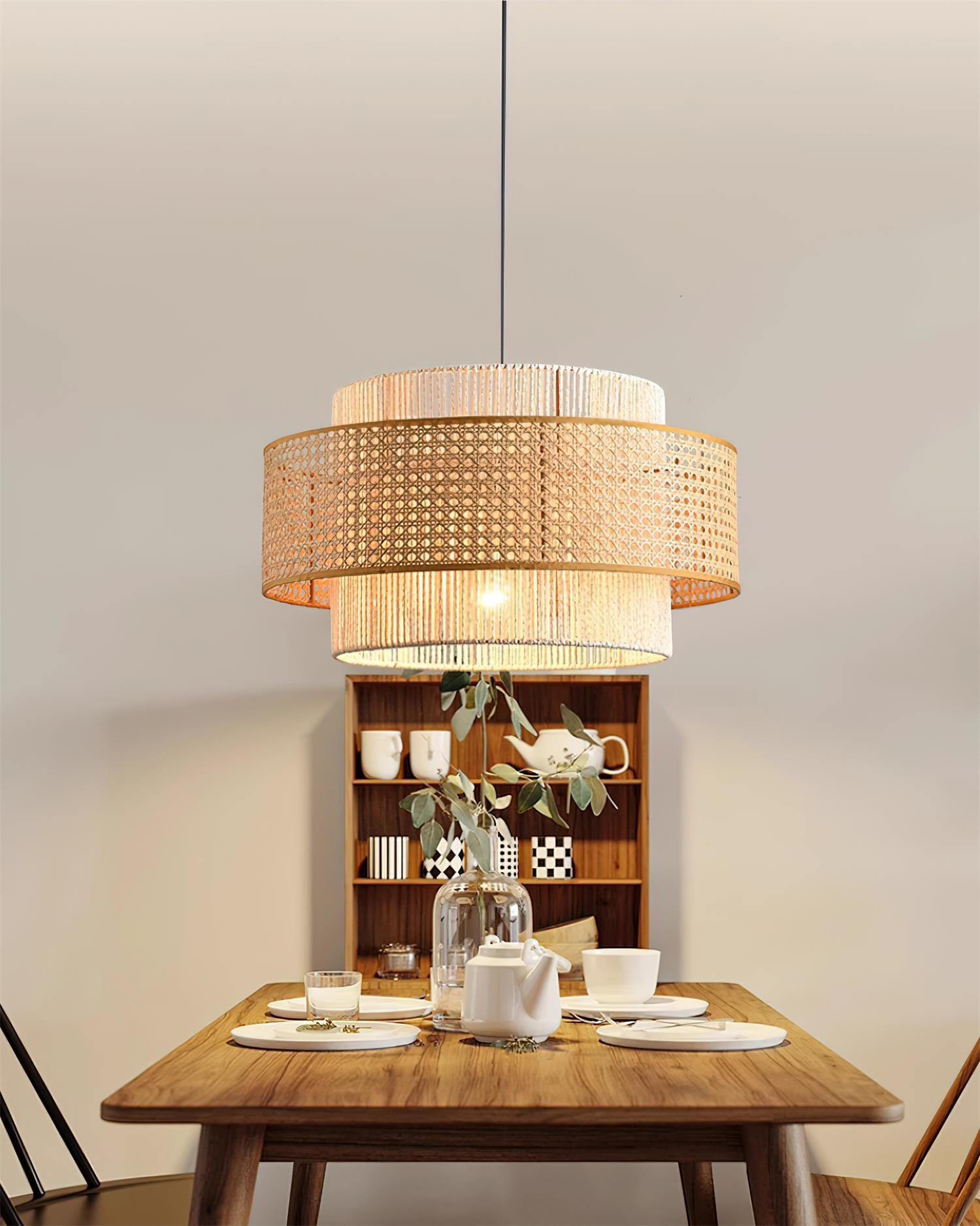 Triela Pendant Lamp Layered Rattan - Letslighting