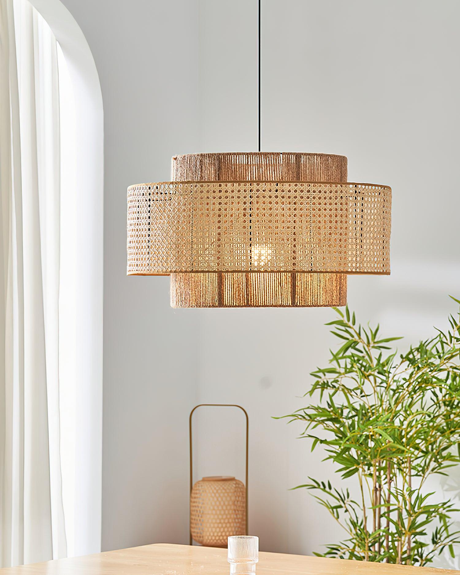 Triela Pendant Lamp Layered Rattan - Letslighting