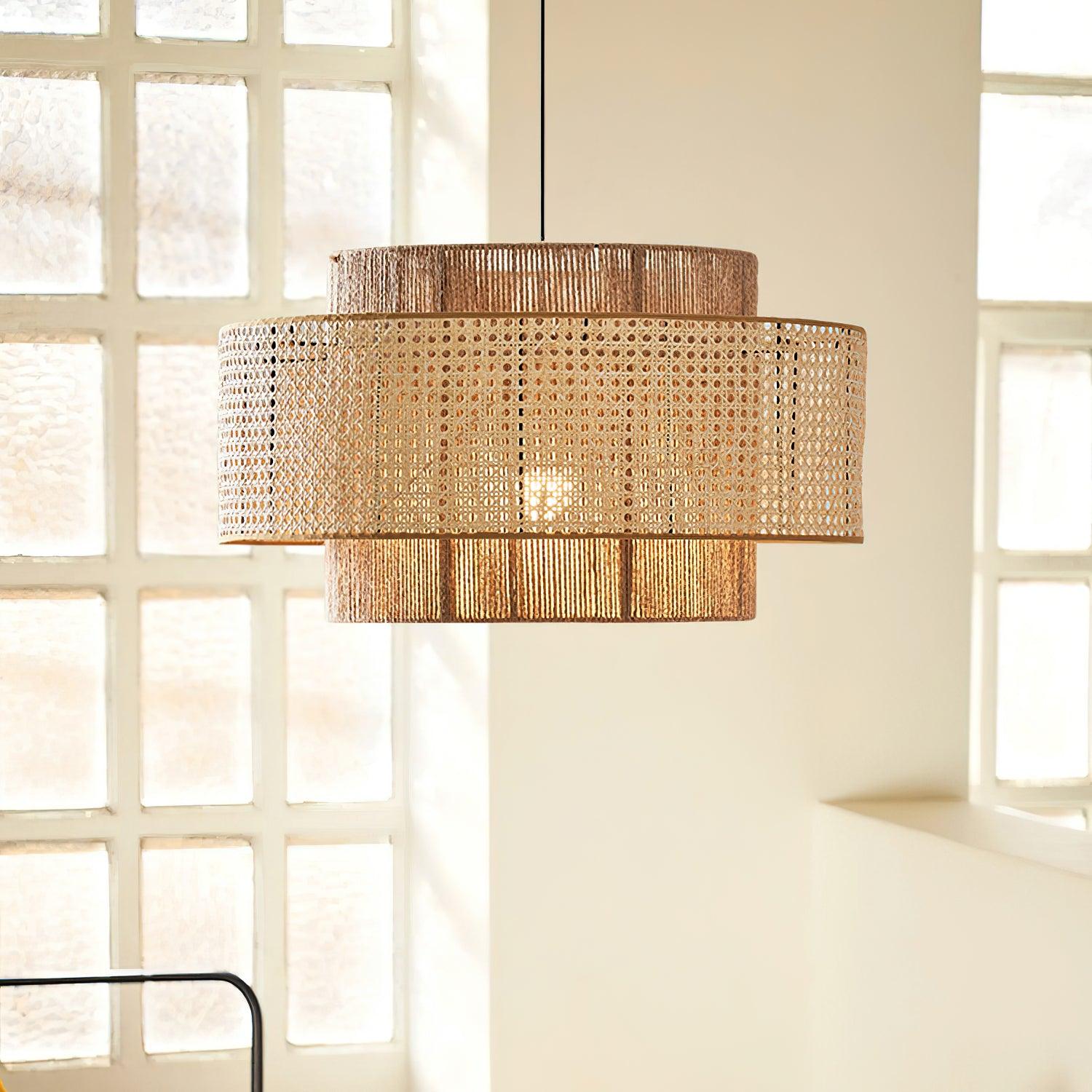 Triela Pendant Lamp Layered Rattan - Letslighting