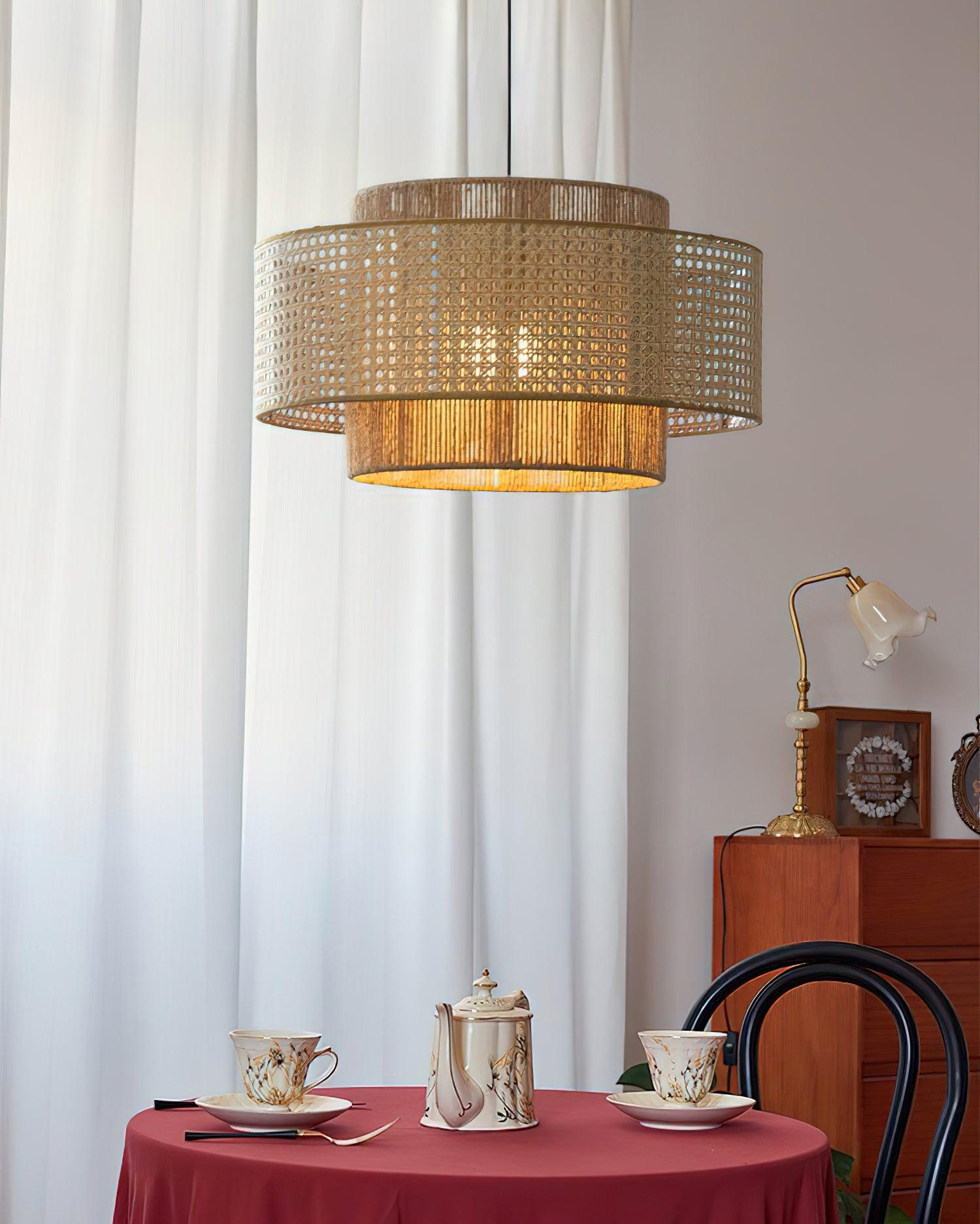 Triela Pendant Lamp Layered Rattan - Letslighting