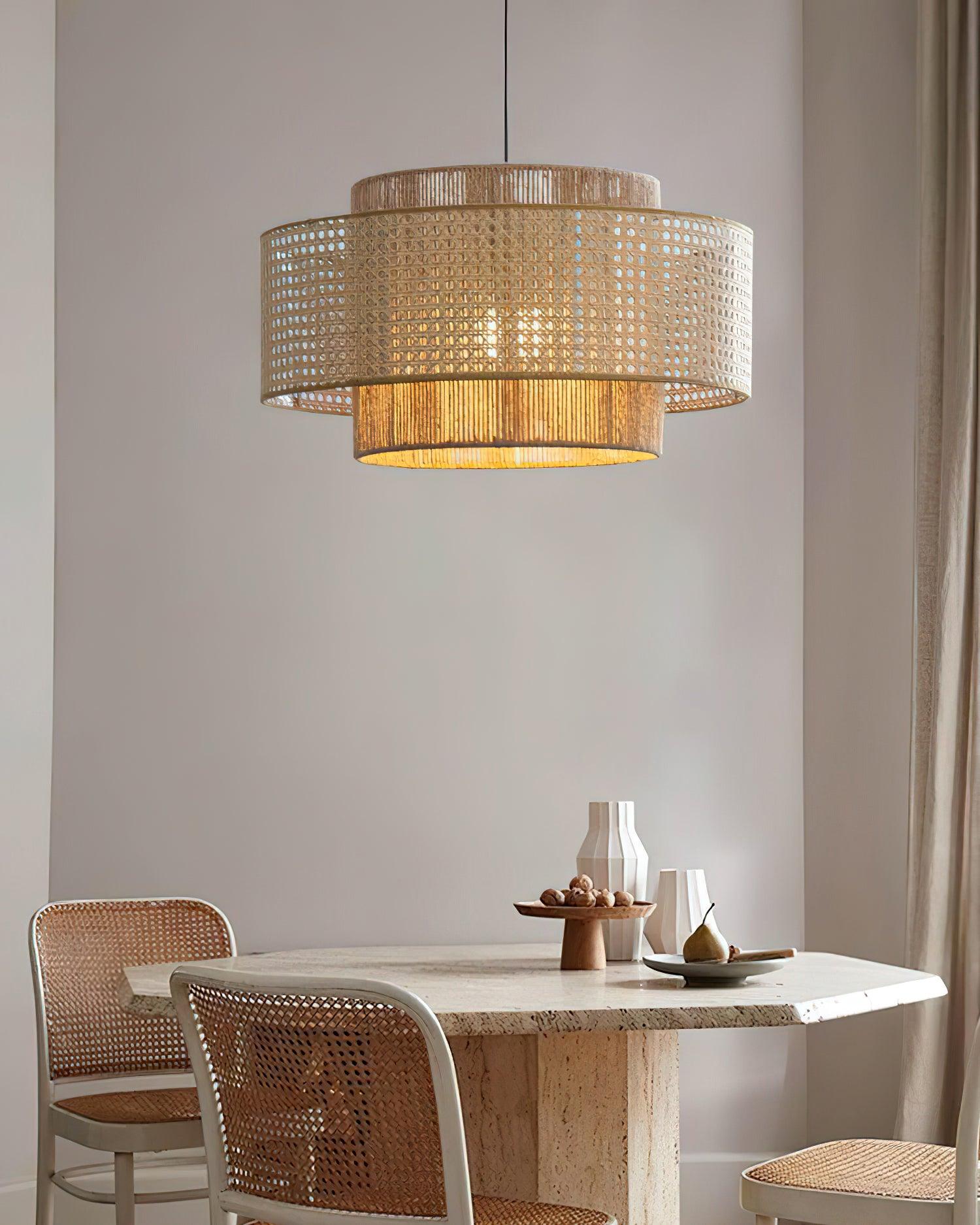 Triela Pendant Lamp Layered Rattan - Letslighting