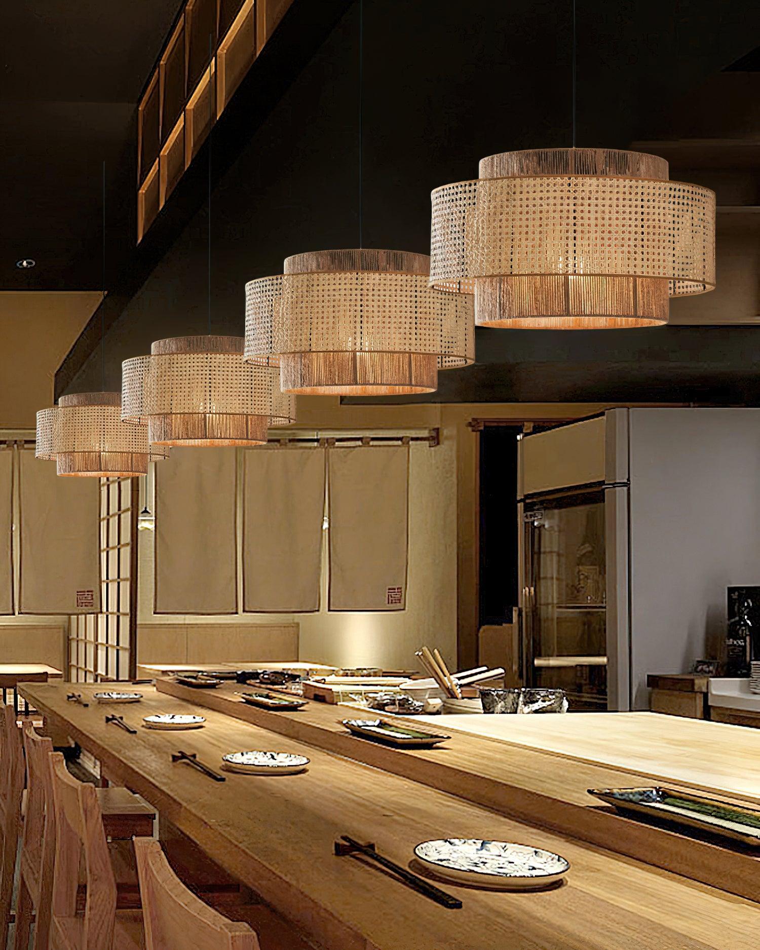 Triela Pendant Lamp Layered Rattan - Letslighting