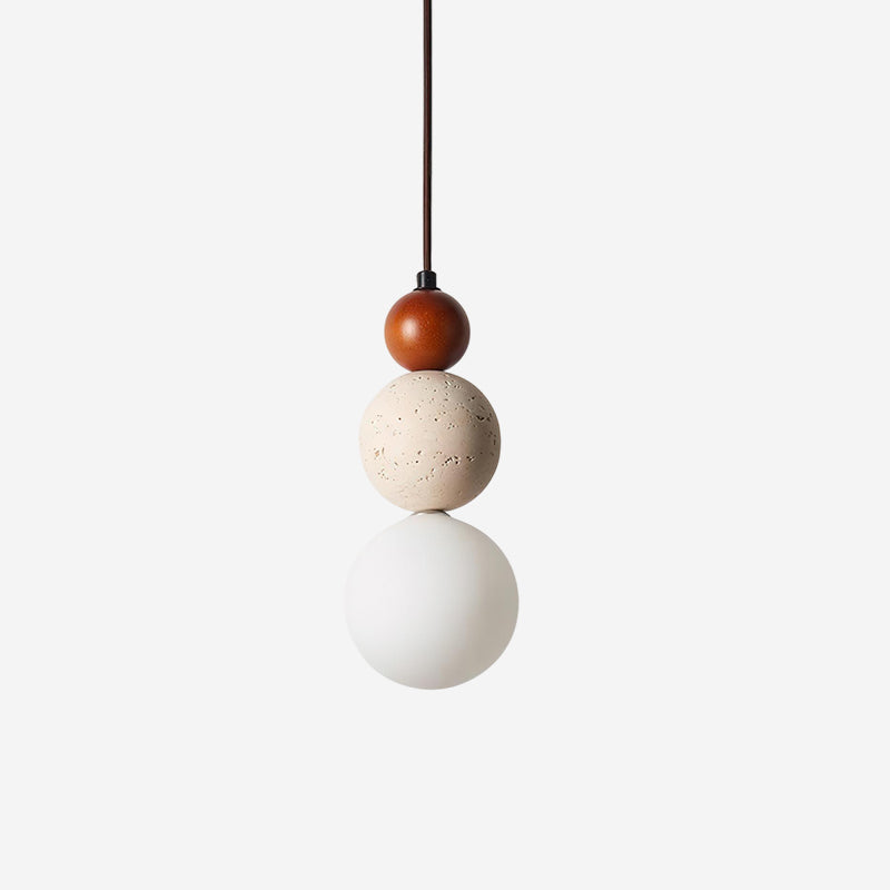 Ritta Triple Sphere Pendant Light Travertine
