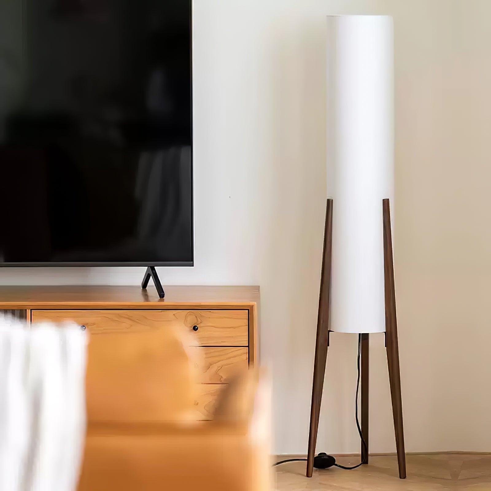 Triluxe Wood & Fabric Modern Floor Lamp - Letslighting