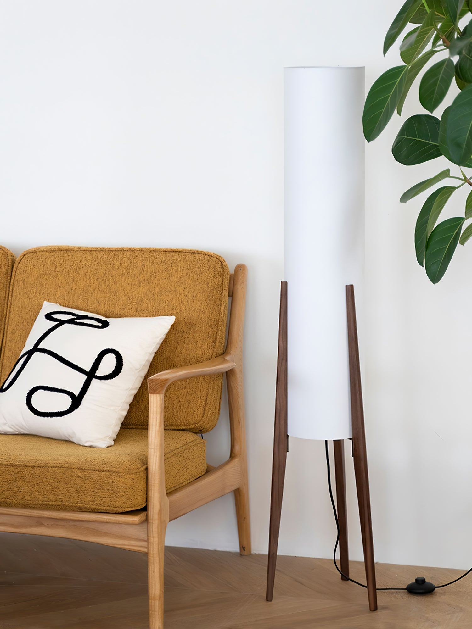 Triluxe Wood & Fabric Modern Floor Lamp - Letslighting