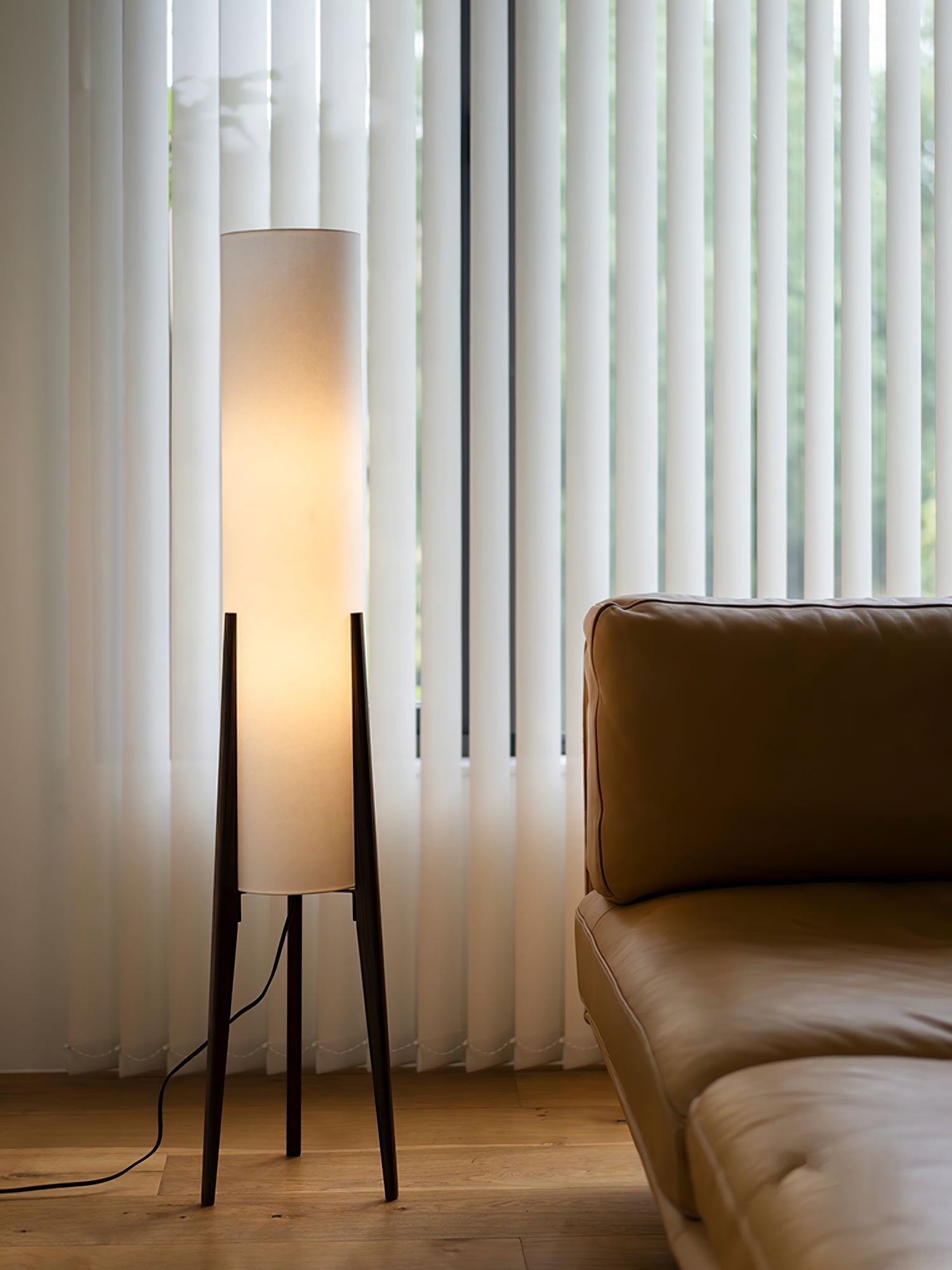 Triluxe Wood & Fabric Modern Floor Lamp - Letslighting