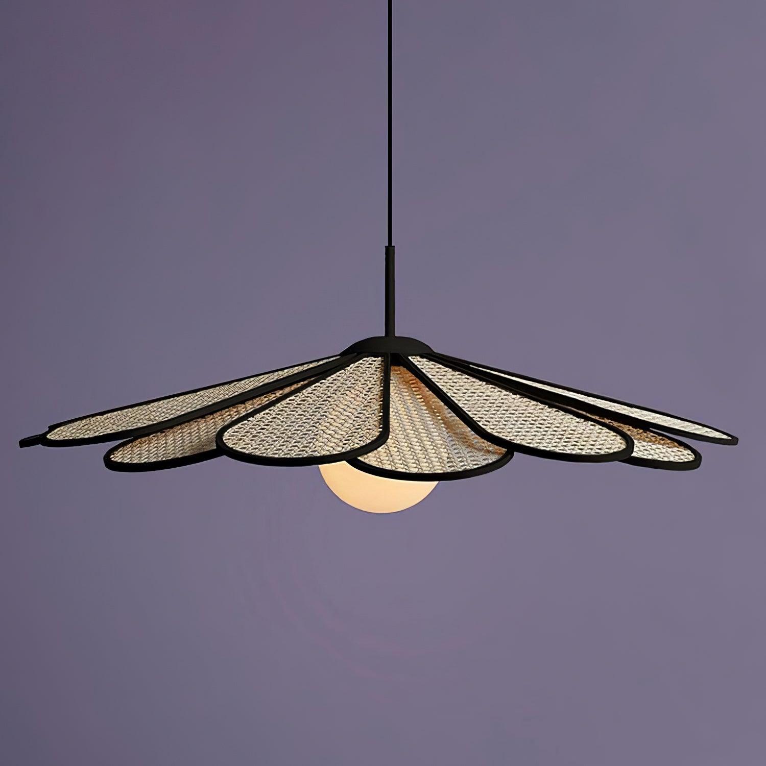 Pendant Lamp Rattan Petal Shade Frame Tropical - Letslighting