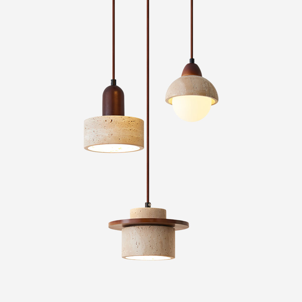 Lunara Multi-Light Pendant  Lamp Set Travertine
