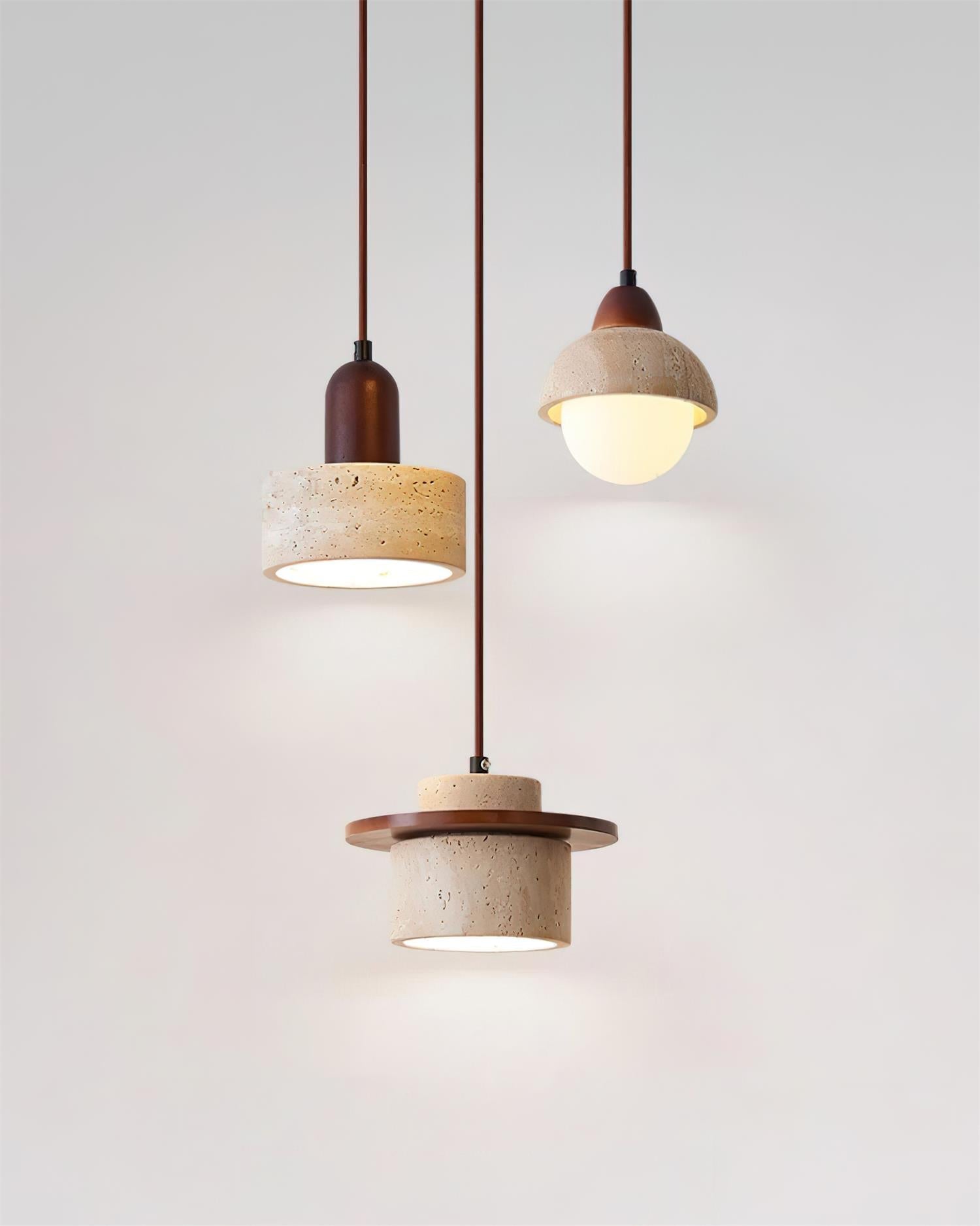 Lunara Multi-Light Pendant  Lamp Set Travertine