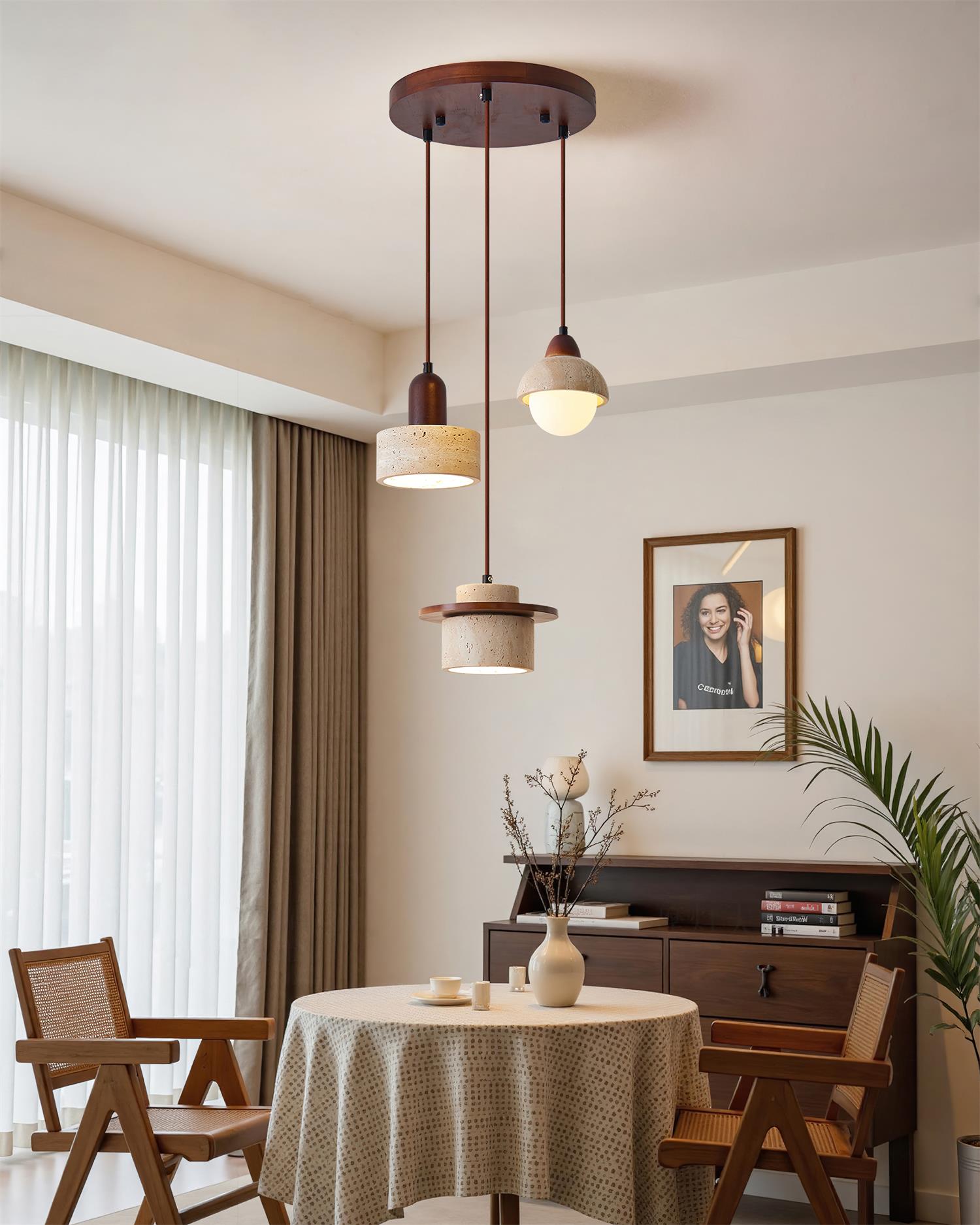 Lunara Multi-Light Pendant  Lamp Set Travertine