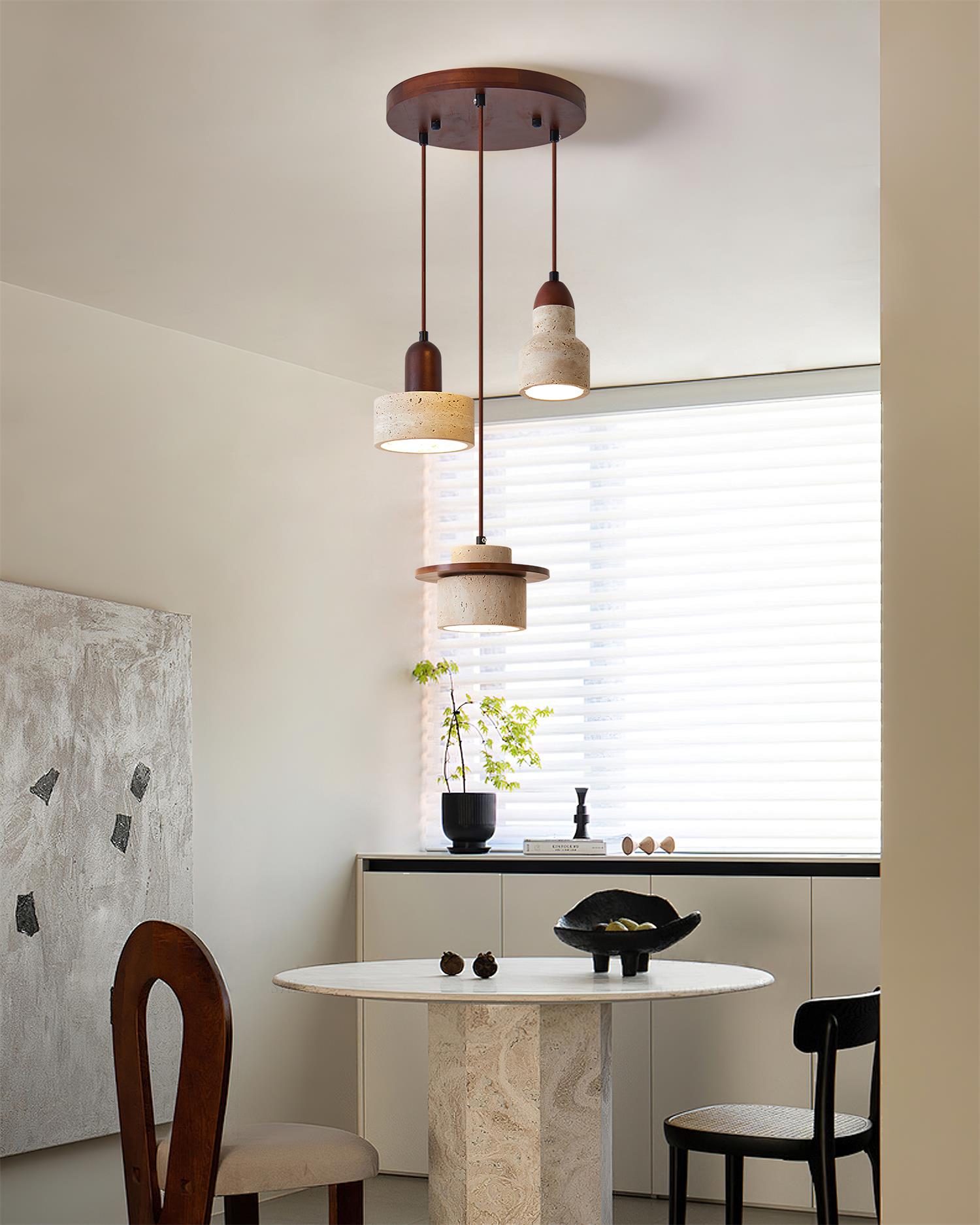 Lunara Multi-Light Pendant  Lamp Set Travertine