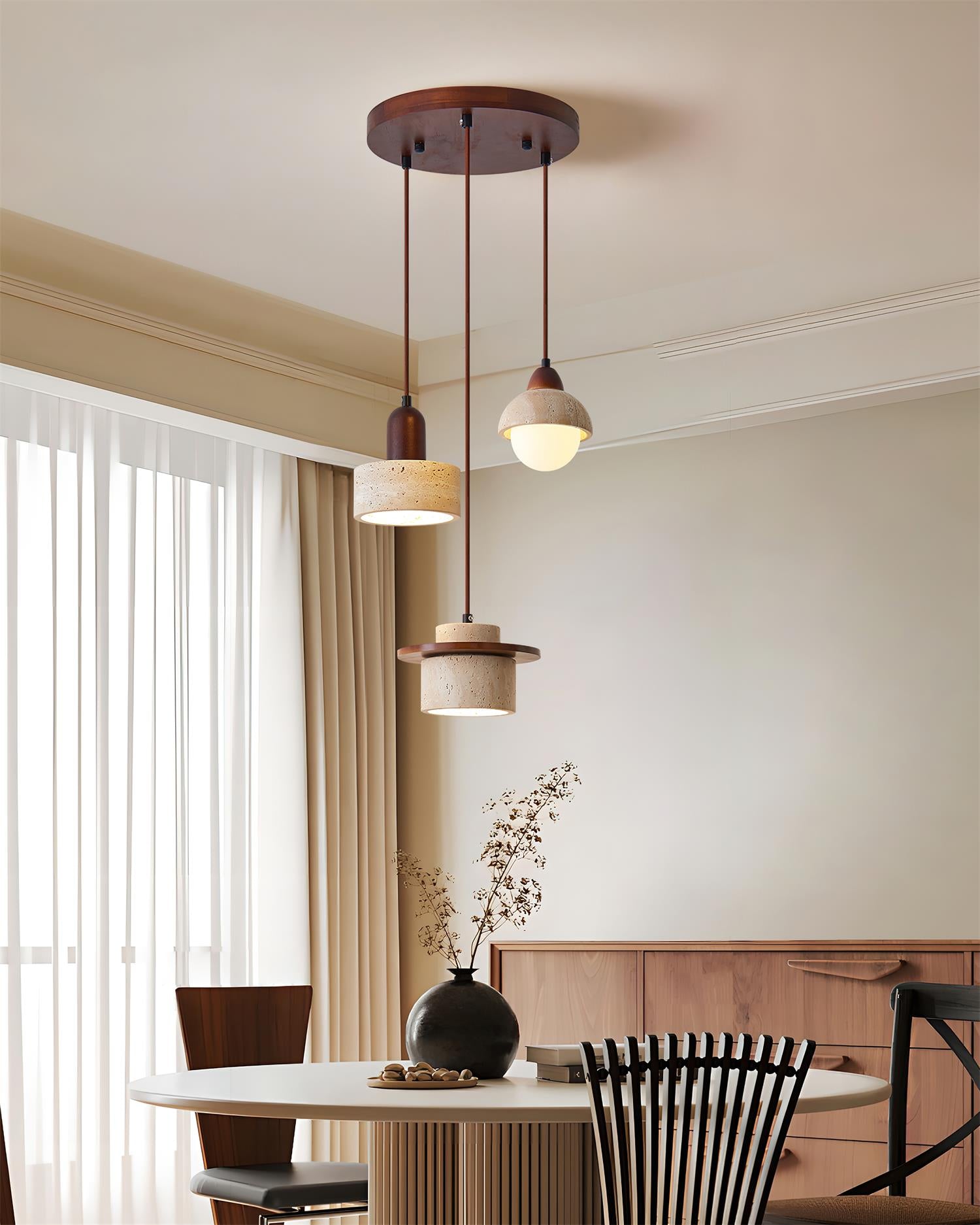 Lunara Multi-Light Pendant  Lamp Set Travertine