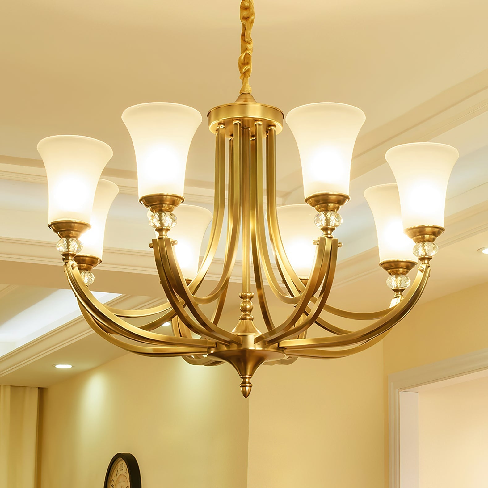 Ordoran Vintage Industrial Brass Glass Chandelier - Letslighting
