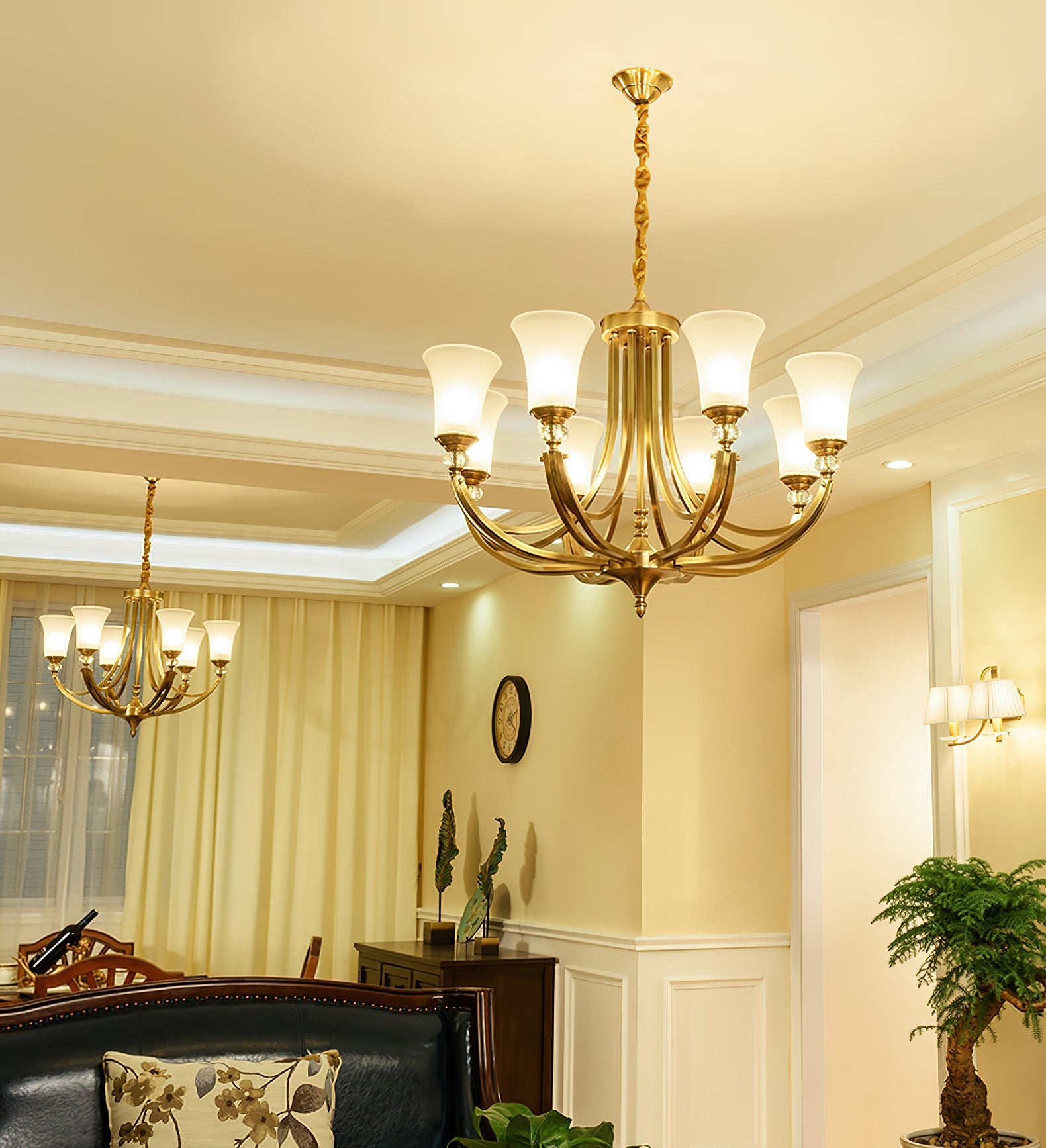 Ordoran Vintage Industrial Brass Glass Chandelier - Letslighting